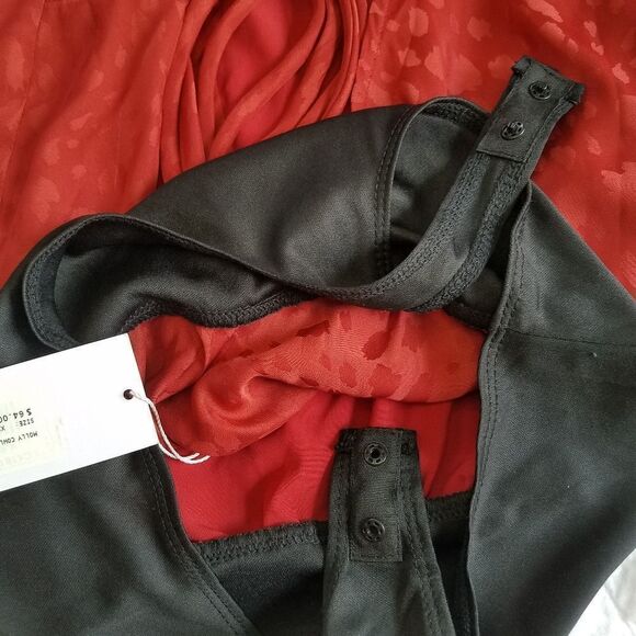 NWT Sage The Label Molly Burgundy Leopard Print Cowl Neck Backless Bodysuit - Picture 10 of 11